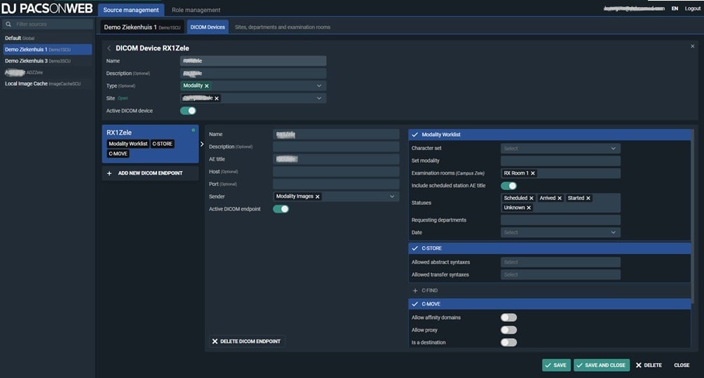 Simplified DICOM device management